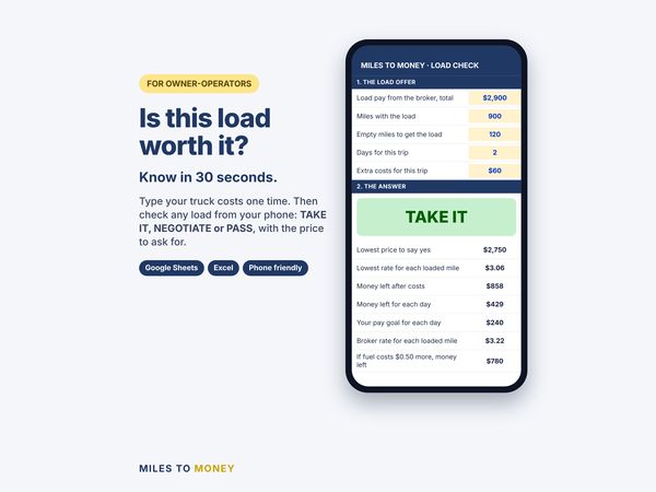 Miles to Money on a phone: Is this load worth it? TAKE IT