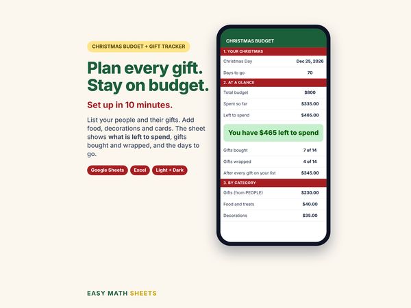 Christmas Budget & Gift Tracker on a phone: plan every gift